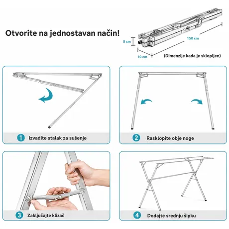 X-TYPE | sklopivi stalak za sušenje veša  2,4 m — slika 3 — slika 3